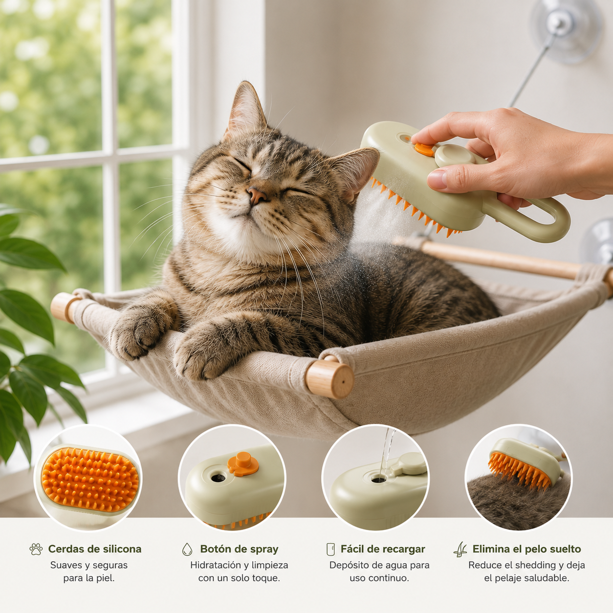 cepillo humidificador/peine de vapor para mascotas